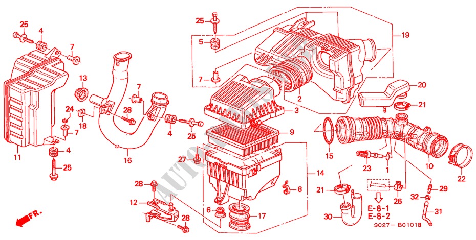 LUFTFILTER(2) für Honda CIVIC COUPE 1.6ISR VTEC 2 Türen 5 gang-Schaltgetriebe 1996