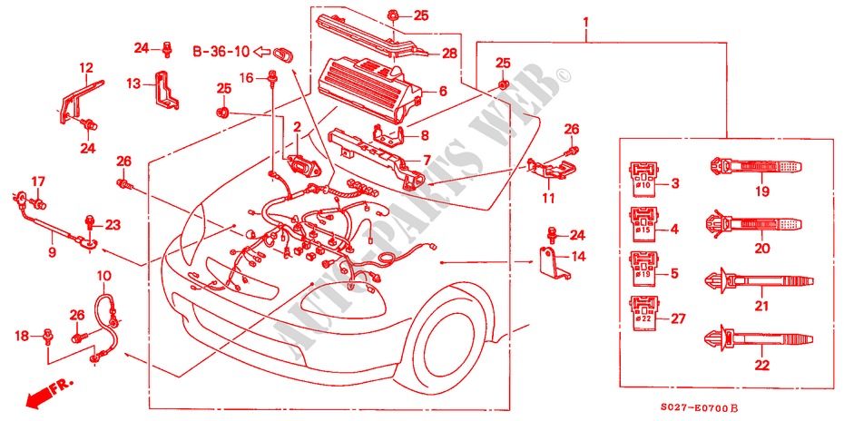 MOTORKABELBAUM(LH) für Honda CIVIC COUPE 1.6ISR VTEC 2 Türen 5 gang-Schaltgetriebe 1996