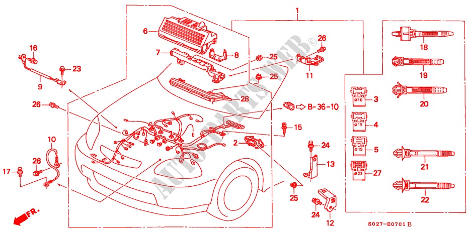MOTORKABELBAUM(RH) für Honda CIVIC COUPE 1.6ISR VTEC 2 Türen 4 gang automatikgetriebe 1996