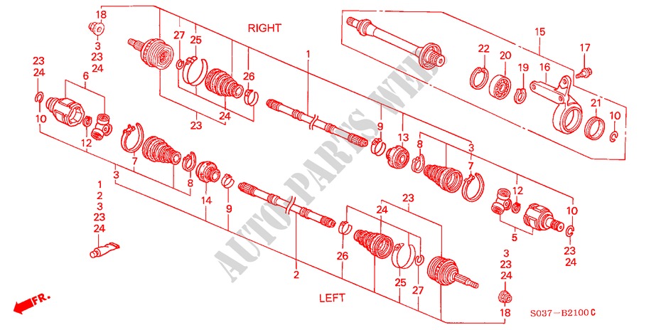ANTRIEBSWELLE/HALBWELLE für Honda CIVIC 1.6VTI 3 Türen 5 gang-Schaltgetriebe 1997