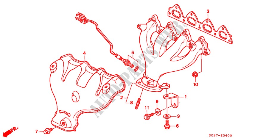 AUSPUFFKRUEMMER(SOHC) für Honda CIVIC 1.4I 3 Türen 4 gang automatikgetriebe 1999
