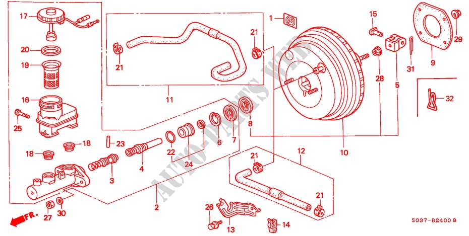 HAUPTBREMSZYLINDER/ MASTER POWER für Honda CIVIC 1.6VTI 3 Türen 5 gang-Schaltgetriebe 1997