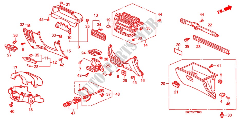 INSTRUMENTENBRETT(LH) für Honda CIVIC 1.6VTI 3 Türen 5 gang-Schaltgetriebe 1997