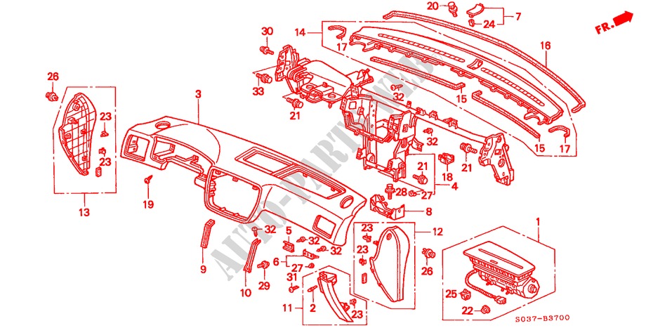 INSTRUMENTENBRETT(LH) für Honda CIVIC 1.5ILS 3 Türen 4 gang automatikgetriebe 1998