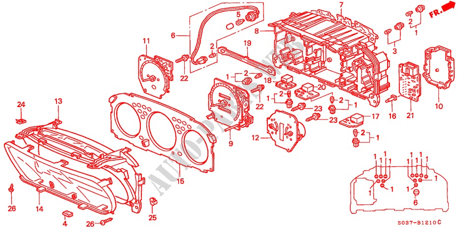 KOMBIINSTRUMENT (BAUTEILE) für Honda CIVIC 1.6VTI 3 Türen 5 gang-Schaltgetriebe 1997
