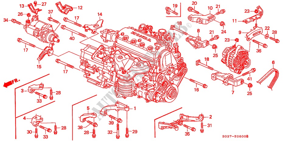 LICHTMASCHINENHALTERUNG/ MOTORVERSTAERKUNG für Honda CIVIC 1.6VTI 3 Türen 5 gang-Schaltgetriebe 1997