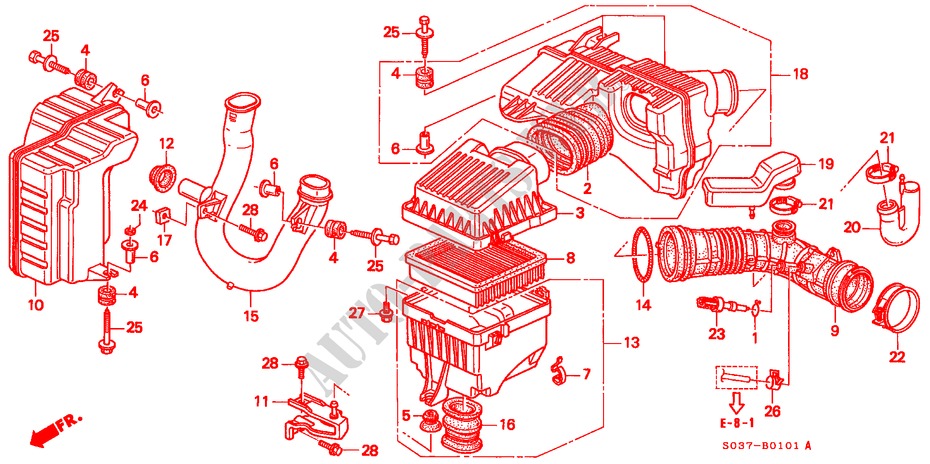 LUFTFILTER(SOHC VTEC) (DOHC VTEC) für Honda CIVIC 1.6VTI 3 Türen 5 gang-Schaltgetriebe 1997