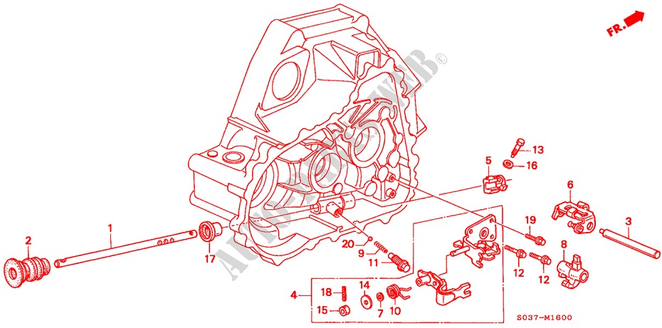 SCHALTSTANGE/SCHALTHEBELHALTERUNG (DOHC) für Honda CIVIC 1.6VTI 3 Türen 5 gang-Schaltgetriebe 1997