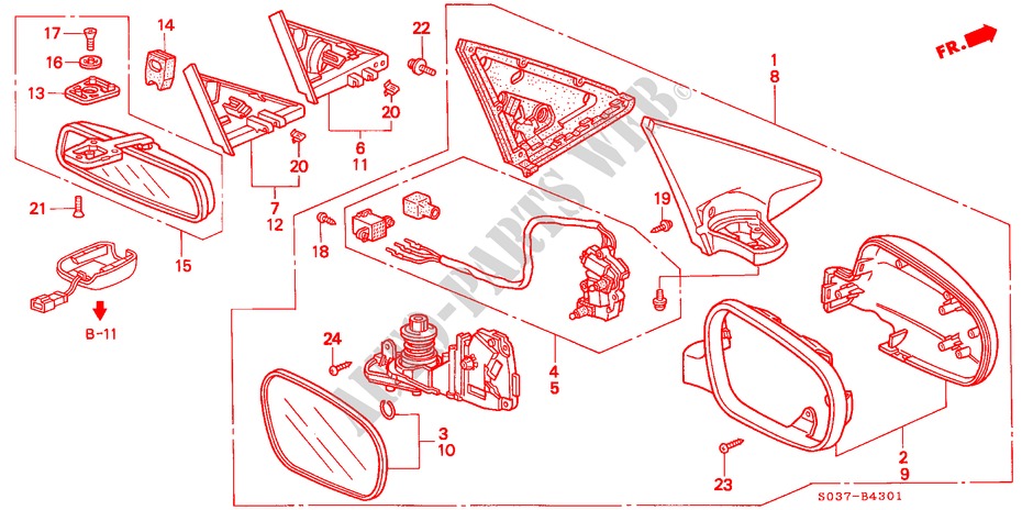 SPIEGEL(2) für Honda CIVIC 1.6VTI 3 Türen 5 gang-Schaltgetriebe 1997