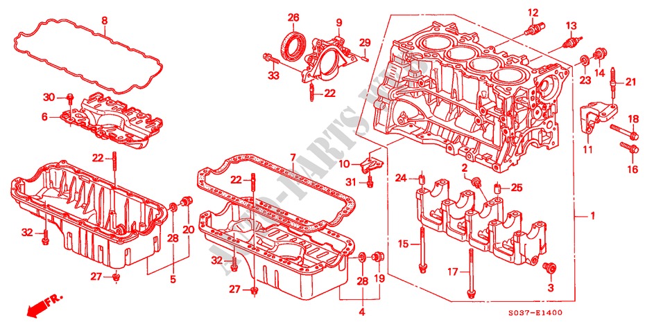 ZYLINDERBLOCK/OELWANNE (SOHC/SOHC VTEC) für Honda CIVIC 1.4I 3 Türen 4 gang automatikgetriebe 1999