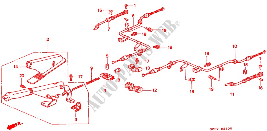 HANDBREMSE für Honda CIVIC 1.4I 3 Türen 4 gang automatikgetriebe 2000