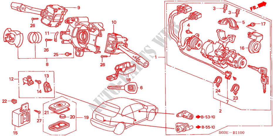 KOMBISCHALTER(LH) für Honda CIVIC 1.6VTI 3 Türen 5 gang-Schaltgetriebe 2000