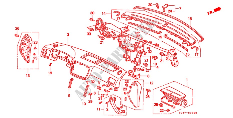 INSTRUMENTENBRETT(LH) für Honda CIVIC 1.6VTI 4 Türen 5 gang-Schaltgetriebe 1999