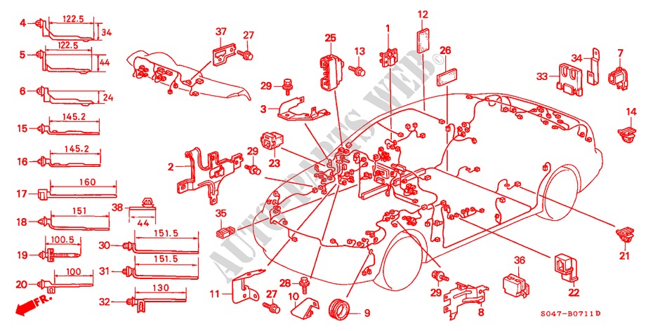 KABELBAUMBAND/BUEGEL(RH) für Honda CIVIC 1.6VTI 4 Türen 5 gang-Schaltgetriebe 1996