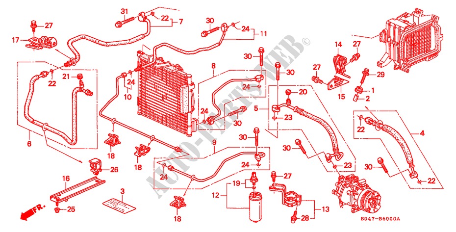 KLIMAANLAGE (SCHLAEUCHE/LEITUNGEN)(LH) für Honda CIVIC 1.6VTI 4 Türen 5 gang-Schaltgetriebe 1999