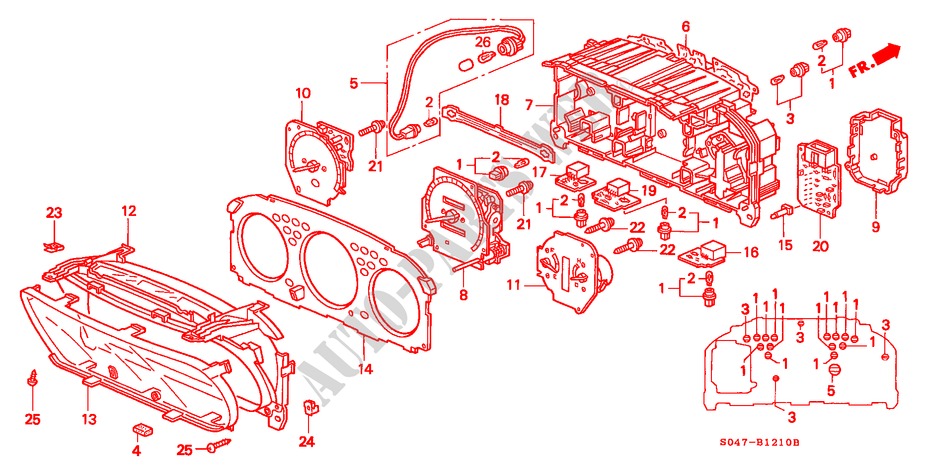 KOMBIINSTRUMENT (BAUTEILE) für Honda CIVIC 1.5ILS 4 Türen 4 gang automatikgetriebe 1996