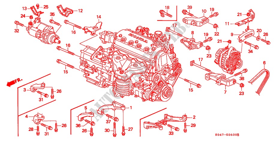 LICHTMASCHINENHALTERUNG/ MOTORVERSTAERKUNG für Honda CIVIC 1.4I 4 Türen 5 gang-Schaltgetriebe 1996