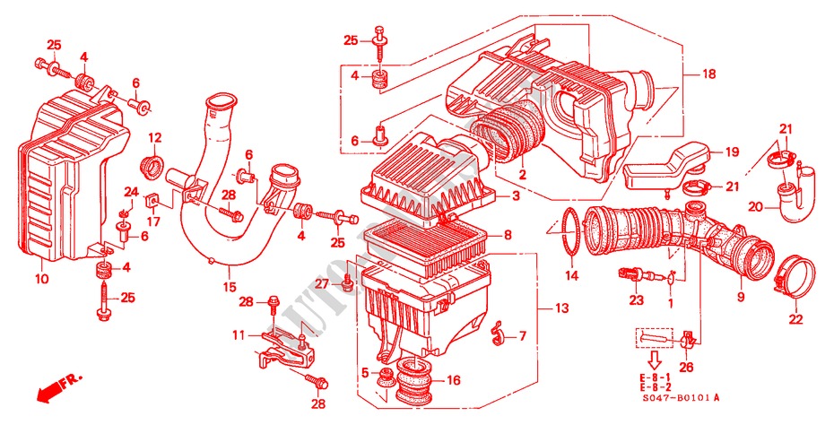 LUFTFILTER(SOHC VTEC) (DOHC VTEC) für Honda CIVIC 1.6VTI 4 Türen 5 gang-Schaltgetriebe 1996