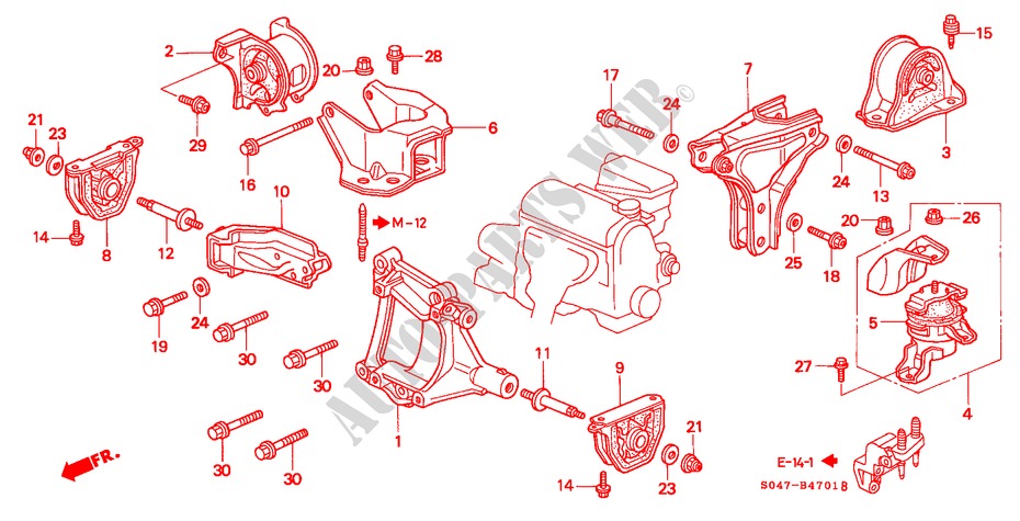 MOTORBEFESTIGUNGEN(MT) (DOHC VTEC) für Honda CIVIC 1.6VTI 4 Türen 5 gang-Schaltgetriebe 1996