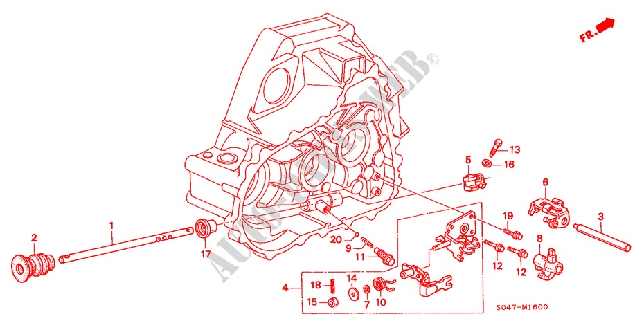 SCHALTSTANGE/SCHALTHEBELHALTERUNG (DOHC) für Honda CIVIC 1.6VTI 4 Türen 5 gang-Schaltgetriebe 1996