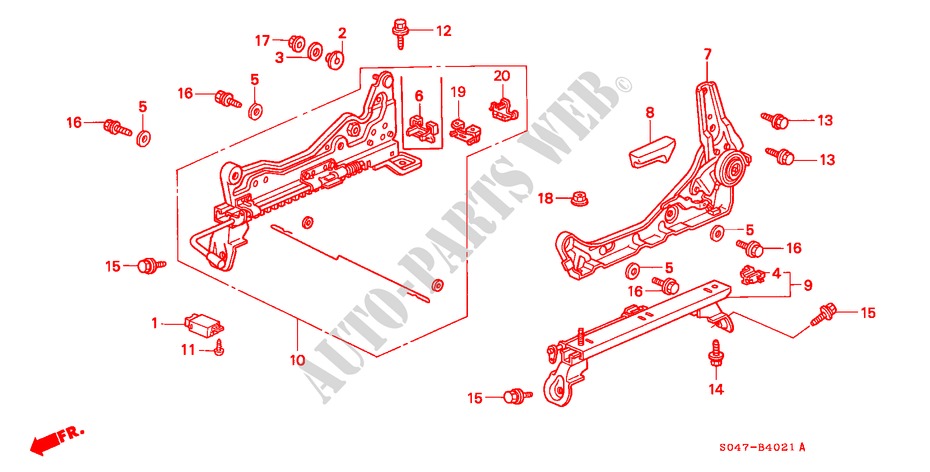 VORNE SITZKOMPONENTEN(2)(L.) für Honda CIVIC 1.6VTI 4 Türen 5 gang-Schaltgetriebe 1999