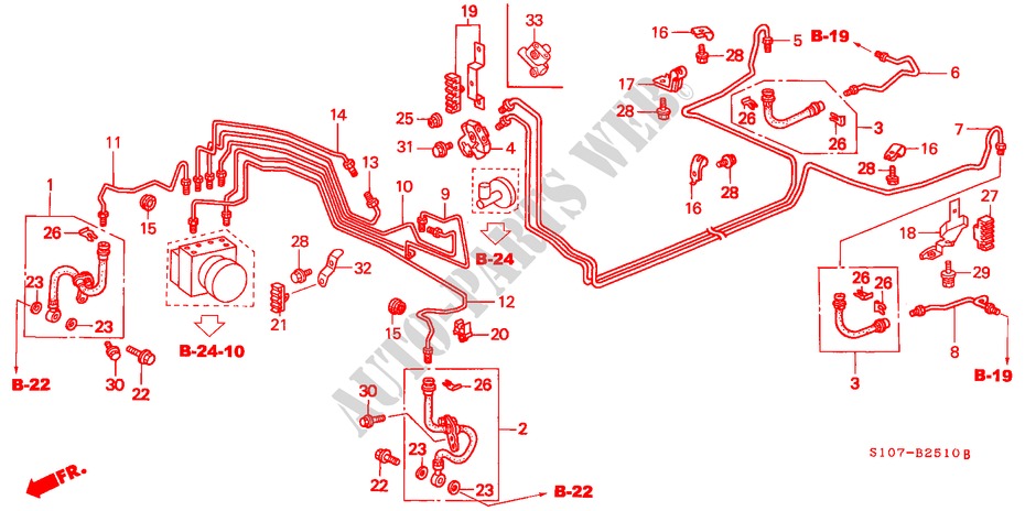 BREMSLEITUNGEN(ABS) (LH) für Honda CR-V RVI 5 Türen 5 gang-Schaltgetriebe 1998