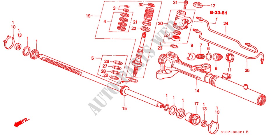 GETRIEBE, SERVOLENKUNG(RH) für Honda CR-V BASE 5 Türen 4 gang automatikgetriebe 1999
