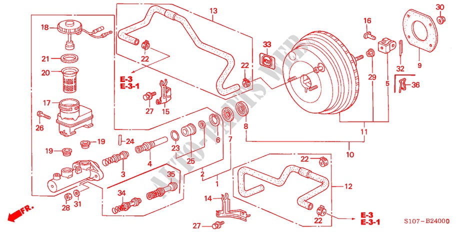 HAUPTBREMSZYLINDER/ MASTER POWER für Honda CR-V RVI 5 Türen 5 gang-Schaltgetriebe 1998