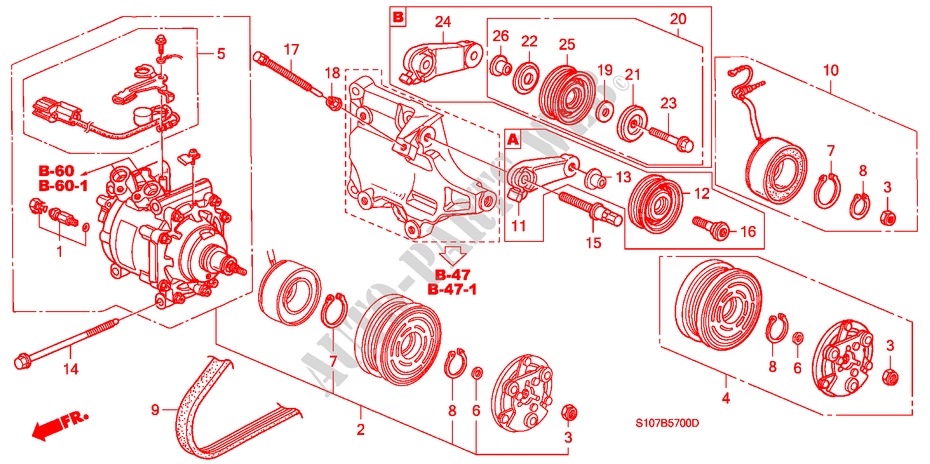 KLIMAANLAGE (KOMPRESSOR) für Honda CR-V RVI 5 Türen 5 gang-Schaltgetriebe 1998