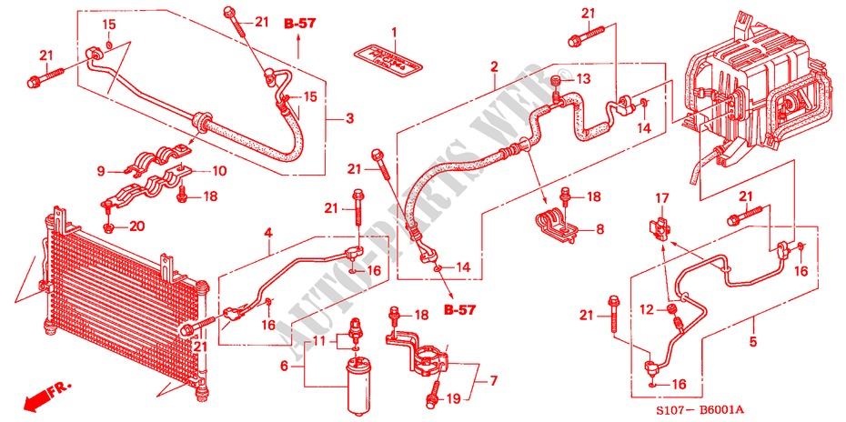 KLIMAANLAGE (SCHLAEUCHE/LEITUNGEN)(RH) für Honda CR-V BASE 5 Türen 4 gang automatikgetriebe 1999