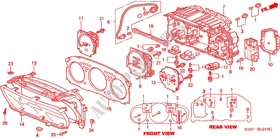KOMBIINSTRUMENT BAUTEILE für Honda CR-V RVI 5 Türen 5 gang-Schaltgetriebe 1998