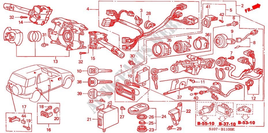 KOMBISCHALTER(LH) für Honda CR-V RVI 5 Türen 4 gang automatikgetriebe 1998