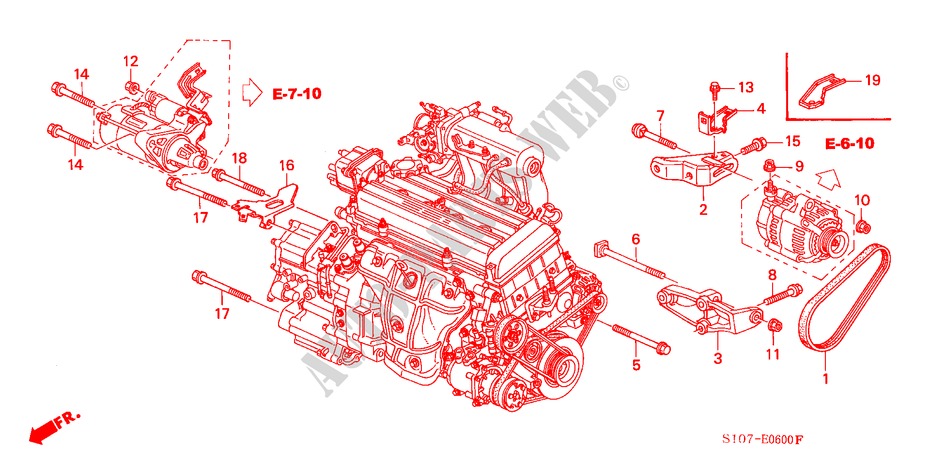 LICHTMASCHINENHALTERUNG für Honda CR-V RVSI 5 Türen 5 gang-Schaltgetriebe 2000