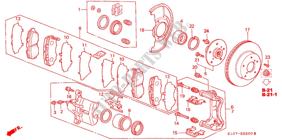VORDERRADBREMSE für Honda CR-V RVSI 5 Türen 5 gang-Schaltgetriebe 2000