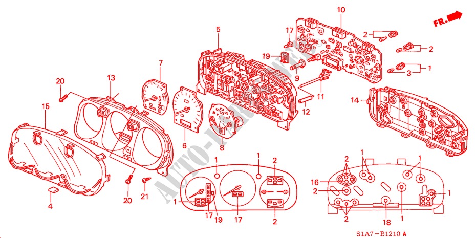 KOMBIINSTRUMENT BAUTEILE für Honda ACCORD 1.6IS 4 Türen 5 gang-Schaltgetriebe 1999