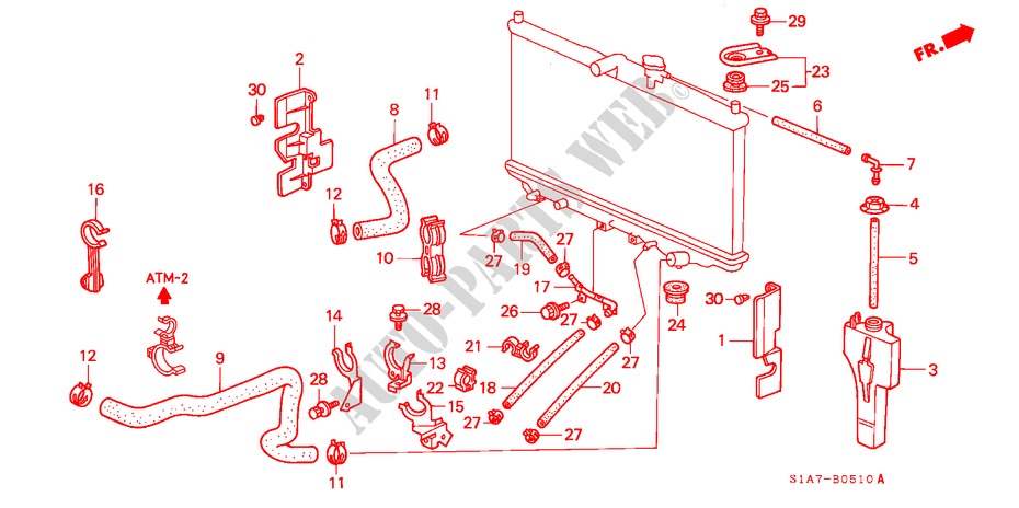 KUEHLERSCHLAUCH für Honda ACCORD 1.8IES         7CV 4 Türen 5 gang-Schaltgetriebe 1999