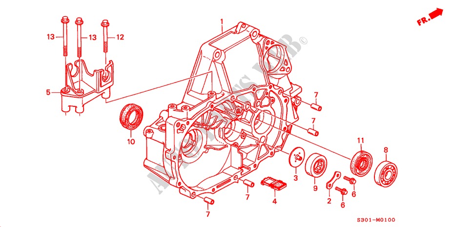 KUPPLUNGSGEHAEUSE (1.8L/2.0L/2.2L) für Honda ACCORD TYPE R 4 Türen 5 gang-Schaltgetriebe 1999