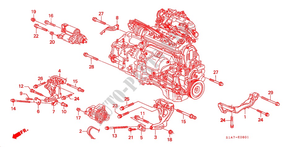 LICHTMASCHINENHALTERUNG (1.8L/2.0L/2.2L) für Honda ACCORD 1.8IES         7CV 4 Türen 5 gang-Schaltgetriebe 1999