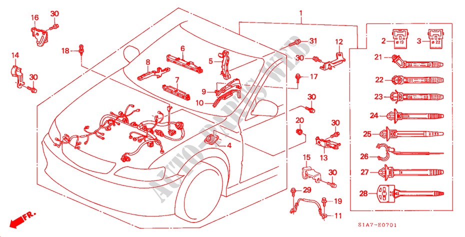 MOTORKABELBAUM(RH) für Honda ACCORD 1.6IS 4 Türen 5 gang-Schaltgetriebe 1999