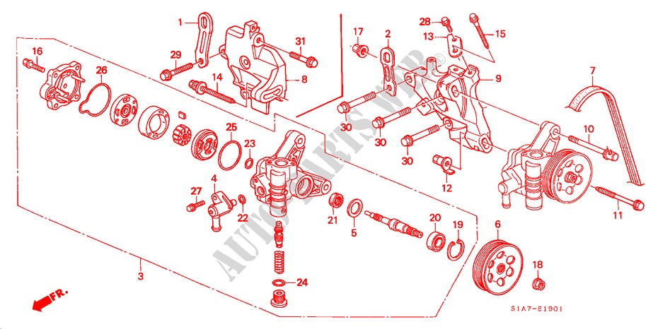 SERVOLENKPUMPE/ BUEGEL(1.8L/2.0L/2.2L) für Honda ACCORD TYPE R 4 Türen 5 gang-Schaltgetriebe 1999