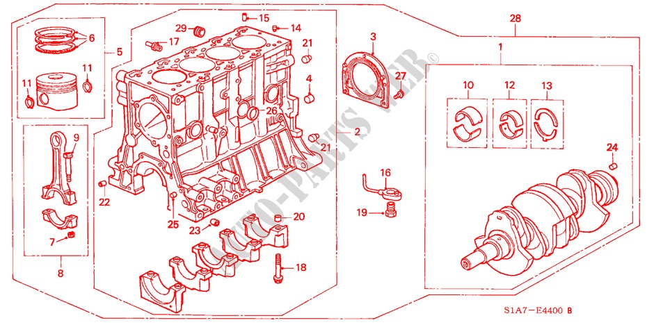 ZYLINDERBLOCK/KOLBEN/ KURBELWELLE(DIESEL) für Honda ACCORD 2.0ITD 4 Türen 5 gang-Schaltgetriebe 1999