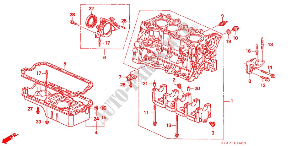 ZYLINDERBLOCK/OELWANNE (1.6L) für Honda ACCORD 1.6IS 4 Türen 5 gang-Schaltgetriebe 1999