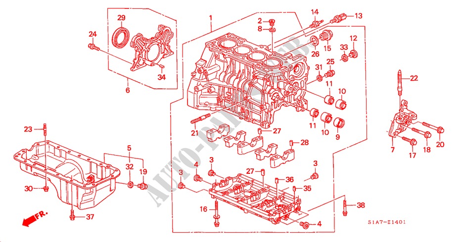 ZYLINDERBLOCK/OELWANNE (1.8L/2.0L) für Honda ACCORD 1.8ILS         7CV 4 Türen 5 gang-Schaltgetriebe 1999