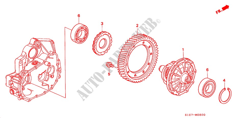 DIFFERENTIAL(1.6L) für Honda ACCORD 1.6ILS 4 Türen 5 gang-Schaltgetriebe 2000