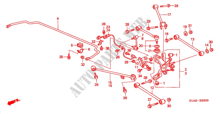 HINTEN STABILISATOR/ UNTERER ARM, HINTEN für Honda ACCORD 1.6ILS 4 Türen 5 gang-Schaltgetriebe 2000