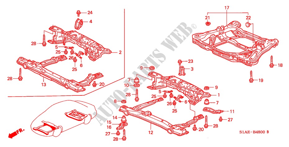 HINTERER TRAEGER/QUERTRAEGER für Honda ACCORD 1.8IS 4 Türen 5 gang-Schaltgetriebe 2000
