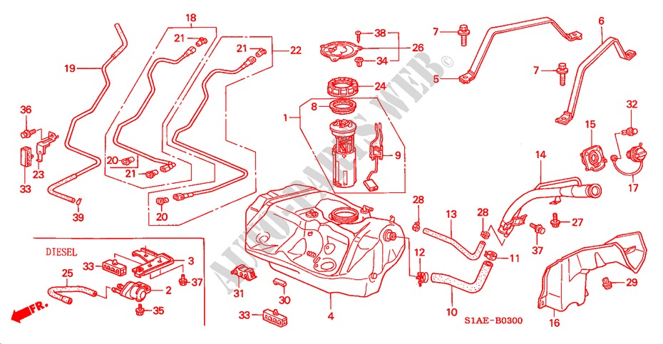 KRAFTSTOFFTANK für Honda ACCORD 1.6IS 4 Türen 5 gang-Schaltgetriebe 2000