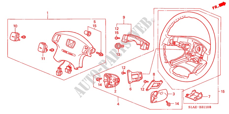 LENKRAD(SRS) (1) für Honda ACCORD 1.6ILS 4 Türen 5 gang-Schaltgetriebe 2000