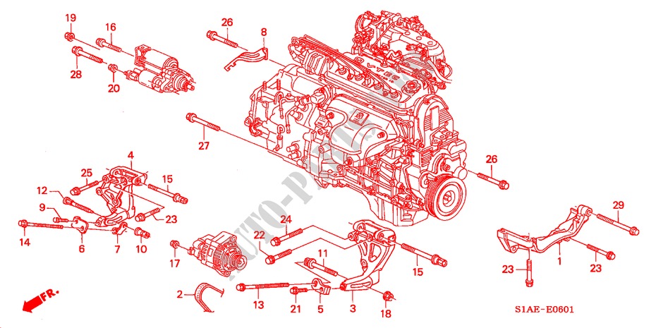 LICHTMASCHINENHALTERUNG (1.8L/2.0L/2.2L/2.3L) für Honda ACCORD 2.0IES 4 Türen 5 gang-Schaltgetriebe 2000
