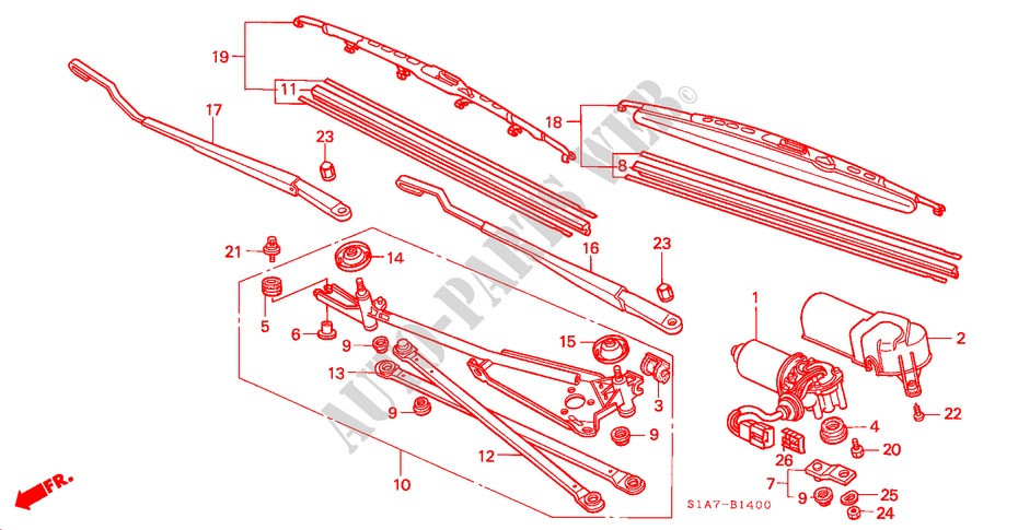 WINDSCHUTZSCHEIBENWISCHER (LH) für Honda ACCORD 2.0IES 4 Türen 5 gang-Schaltgetriebe 2000